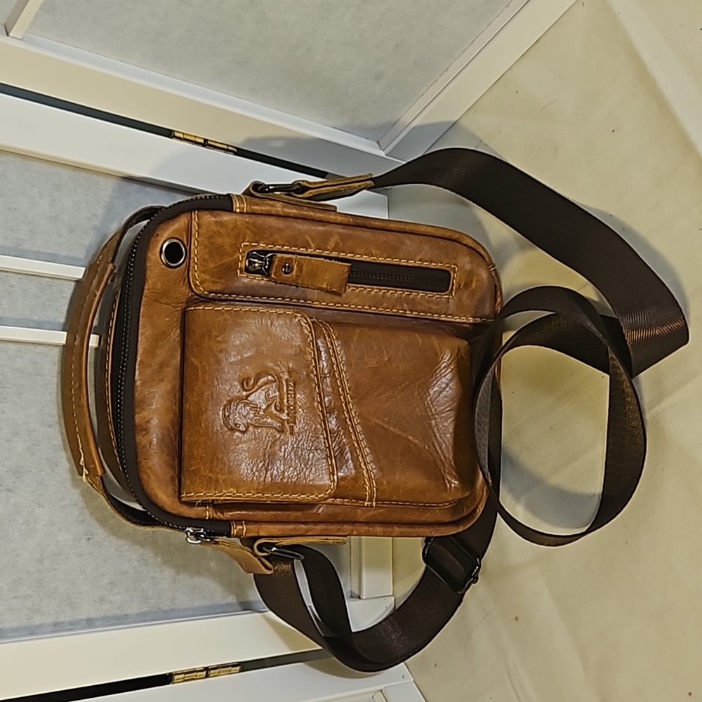 Geniune Leather Crossbody Bag  by Laoshizi